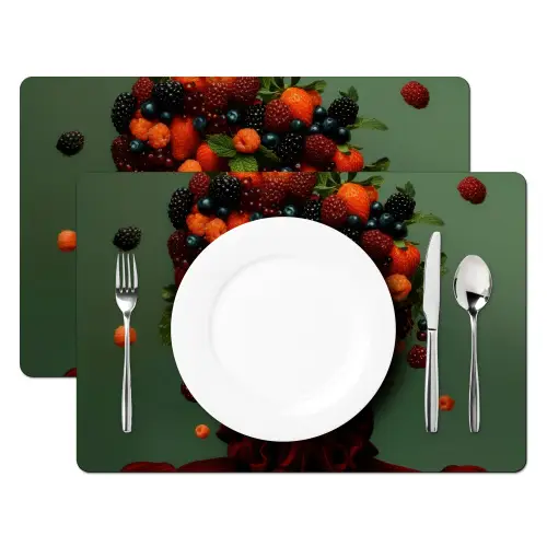 Vrouw - Aardbeien - Frambozen - Bramen - Bessen Placemat vinyl groot -zzsfeer2_Kitchenyeah-website