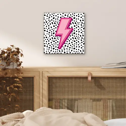 Bliksem - Roze - Stippen aluminium wit klein -sfeer3