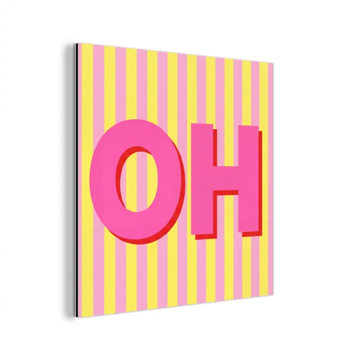 Tekst - Strepen - Roze aluminium wit klein -3d