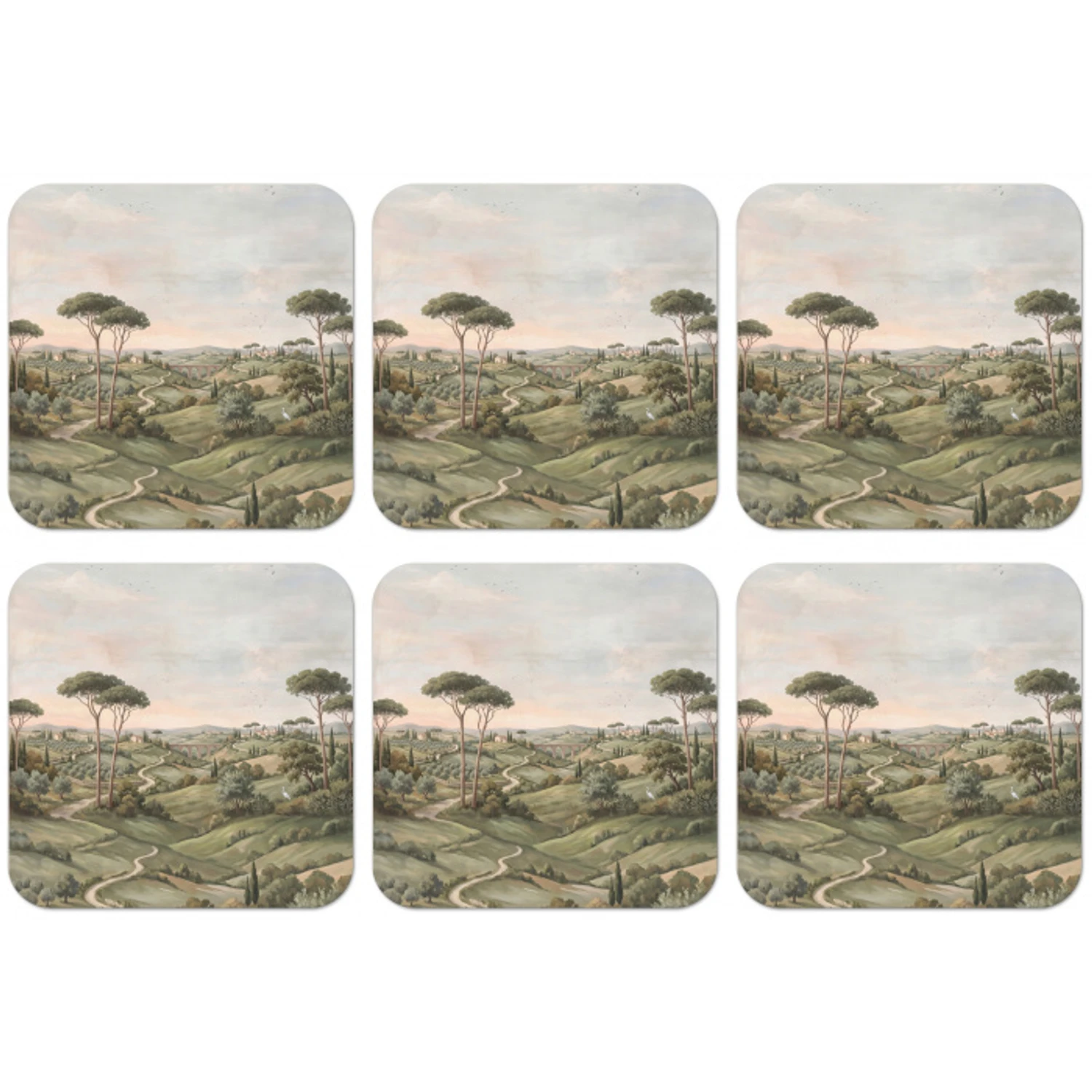 Landschap - Heuvels - Zandpad - Groen onderzetter kurk middel -zkaufland3dotto