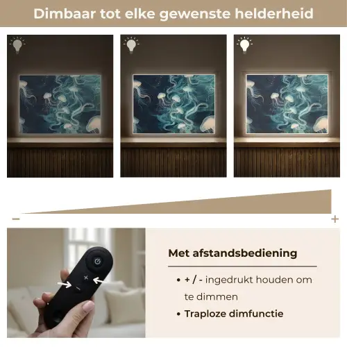 Kwallen - Zee - Wit - Golven Light Box met batterij (Wandlamp) middel -USP_dimbaarNL