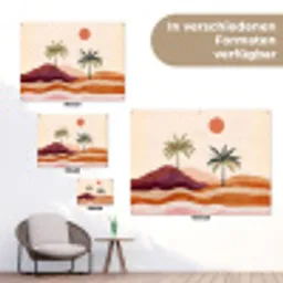 Palmbomen - Abstract - Zon - Heuvels tuinposter los doek klein -Xsfeer9_DE