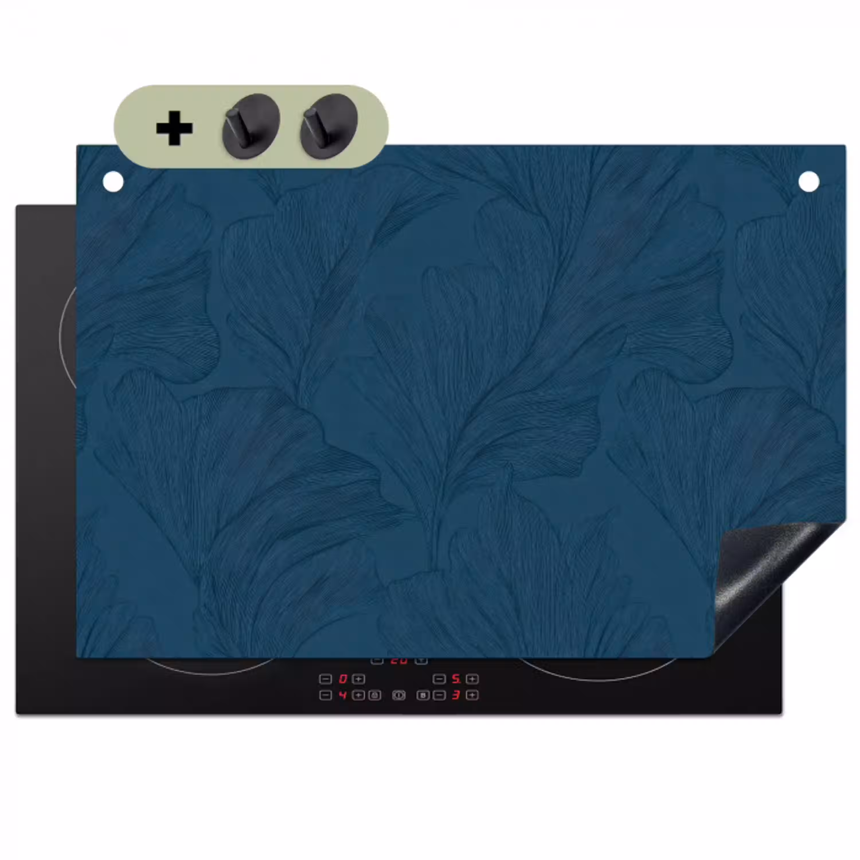 Abstract - Patroon - Donkerblauw - Elegant Inductie beschemer met haakjes klein 777 -3d