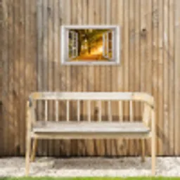 Bos - Bomen - Zonlicht - Herfst - Bospad - Natuur - Doorkijk Tuinposter op houten frame 2 cm dik klein -sfeer4