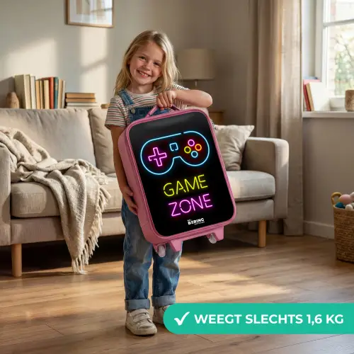 Qoute met neonkleuren Kinderkoffer - Roze klein -sfeer2_NL