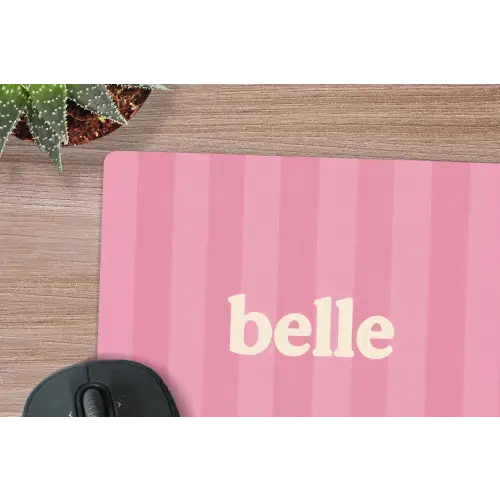 Roze - Gestreept - Belle muismat rubber klein -closeup