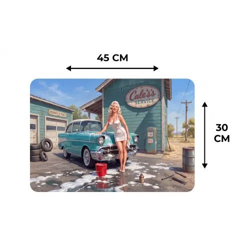Auto - Vrouw - Groen Placemat vinyl groot -specs