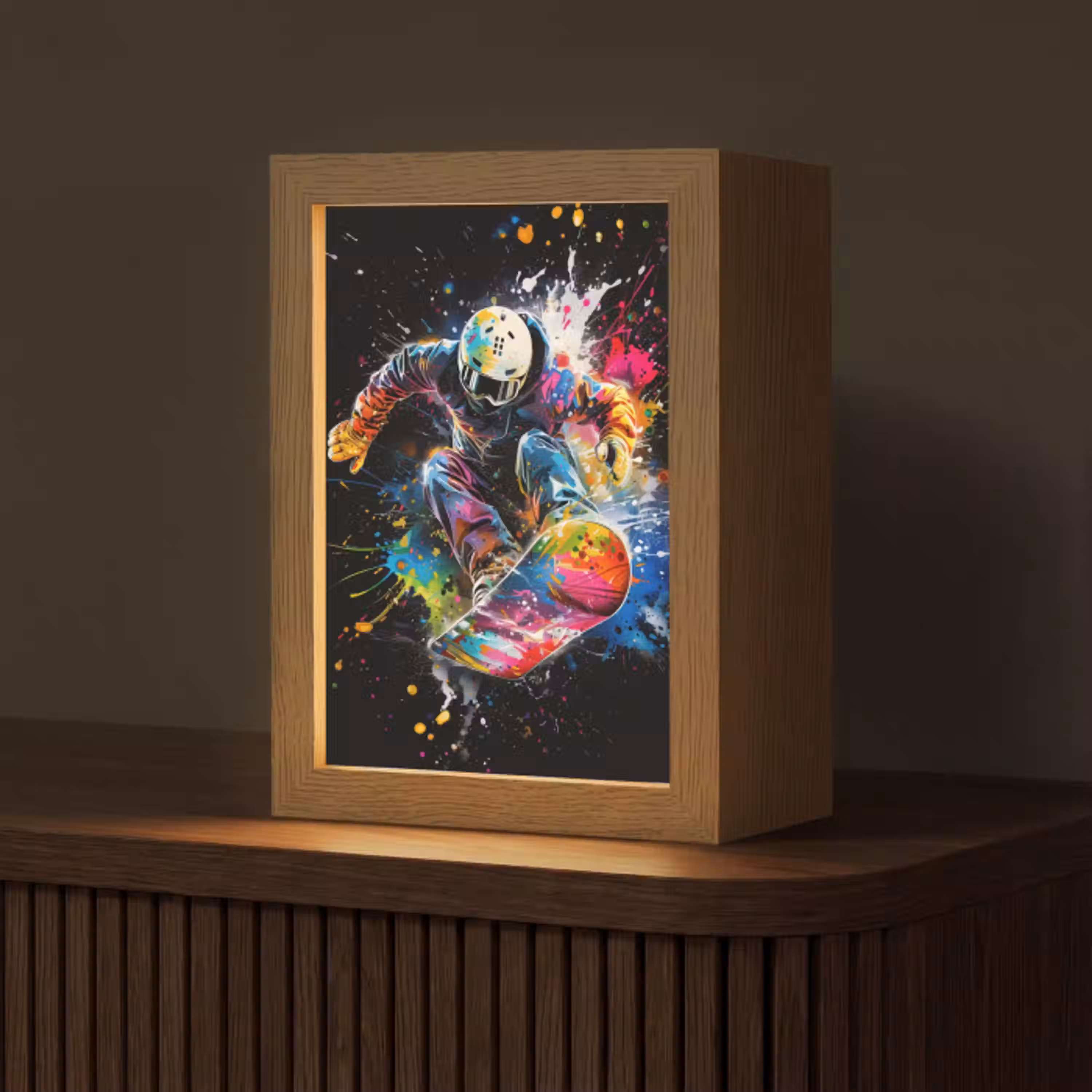 Graffiti - Sport - Snowboarden - Wintersport Light Box met kabel (Tafellamp) klein -z3d_website