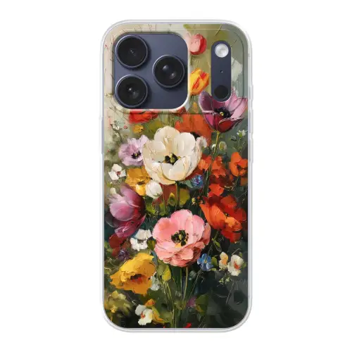 Vrolijk boeket - Dynamisch - Subtiele kleurspatten Telefoonhoesje iPhone 17 Pro klein -3d