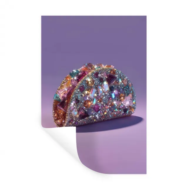 Edelstenen - Glitters - Paars - Kleurrijk Muursticker klein -3d