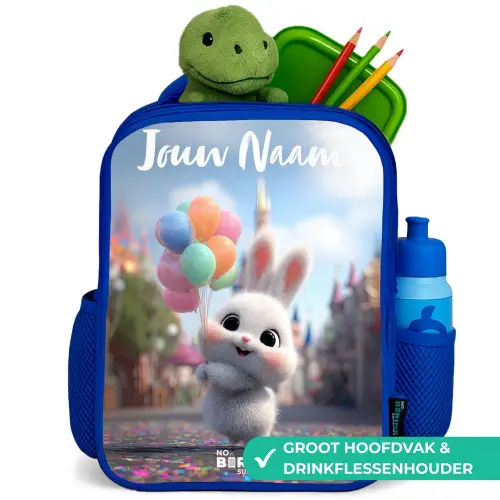 konijn - Ballonnen Kinderrugzak - Blauw middel -inhoud_NL