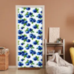Bessen - Patroon - Blauw deurposter klein 289 -sfeer1