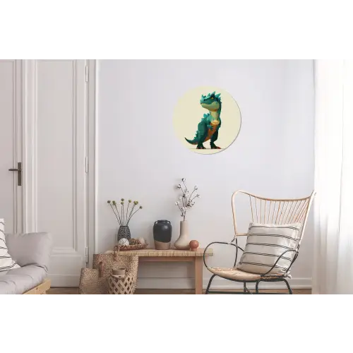 Stekels - Dino - Blauw - Gespierd Wandcirkel aluminium klein -woonkamer