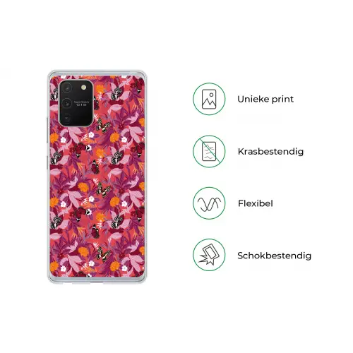 Zomer - Vlinder - Donker - Roze Telefoonhoesje Samsung Galaxy S10 Lite klein 364 -specsS10Lite