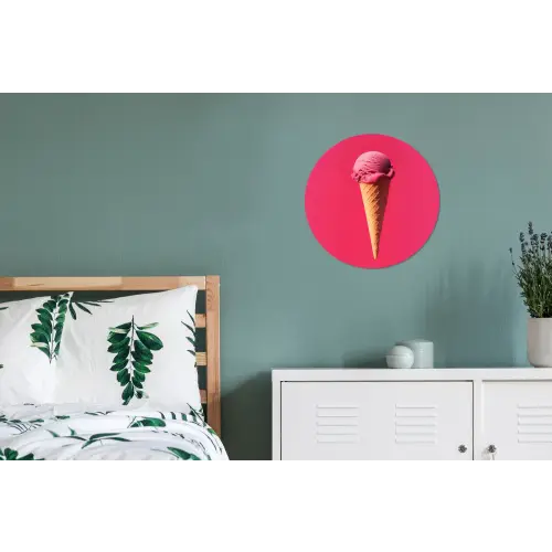 Schepijs - Roze - Hoorntje Wandcirkel aluminium klein -slaapkamer