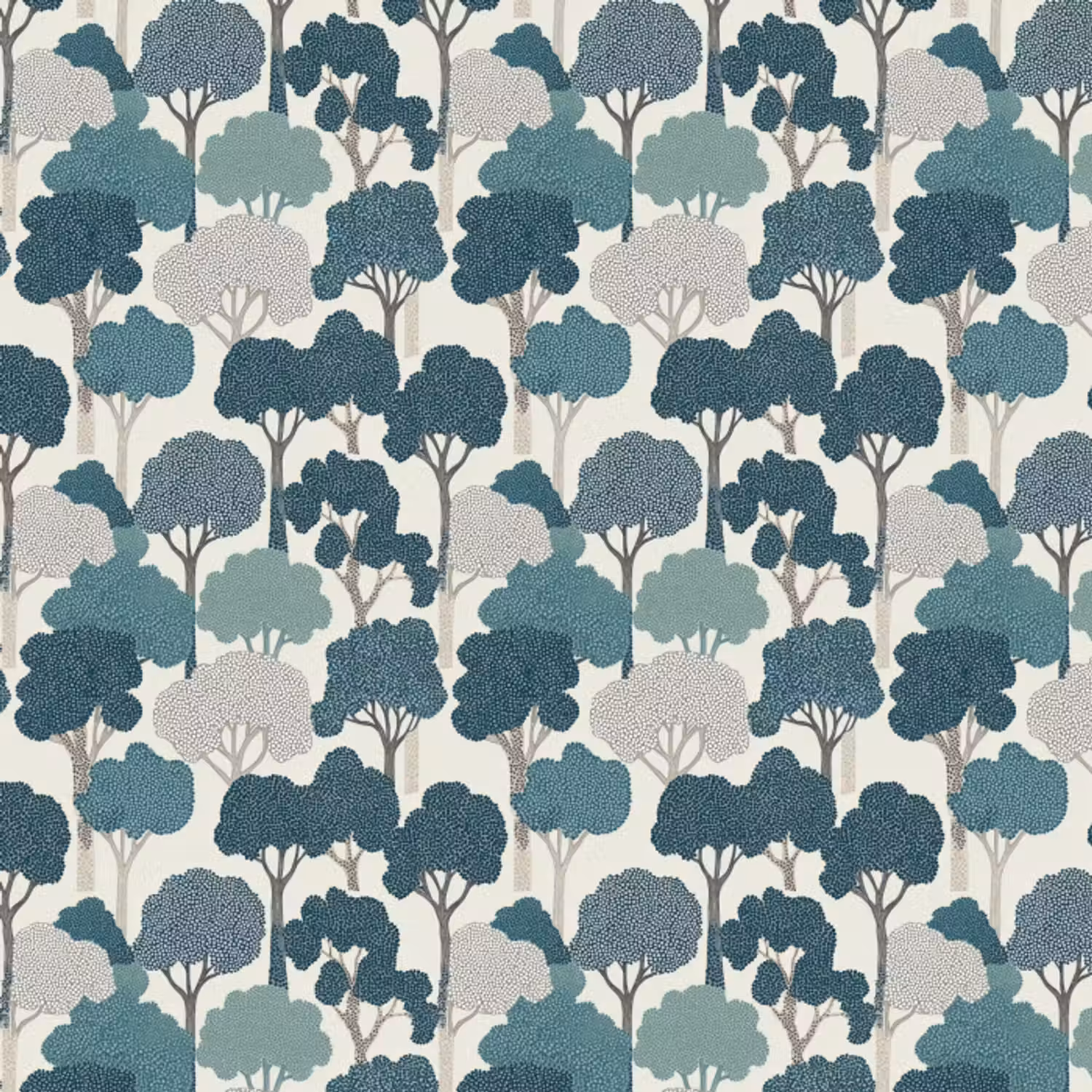 Behang - Modern - Bomen - Bos - Patroon - Blauw