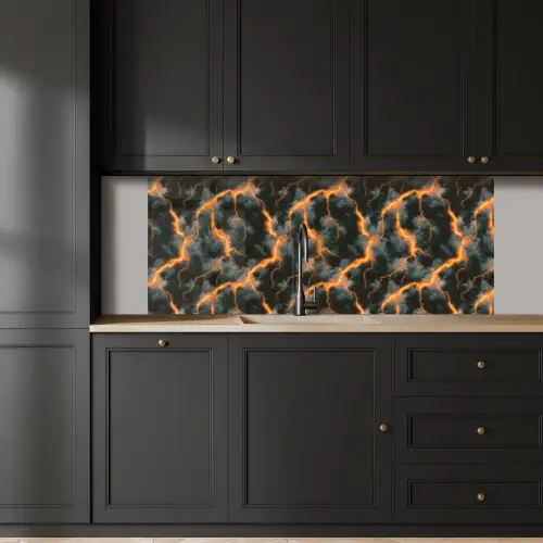Oranje - Bliksem - Wolken keuken achterwand 2 middel 871 -sfeer1