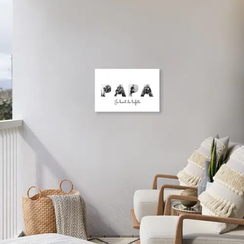 Papa - Lettercollage Tuinposter op houten frame 2 cm dik klein -sfeer1