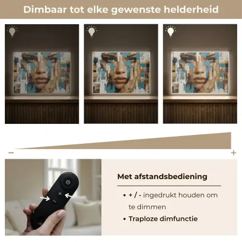 Abstract - Penseelstreken - Blauw - Gezicht Light Box met batterij (Wandlamp) middel -USP_dimbaarNL