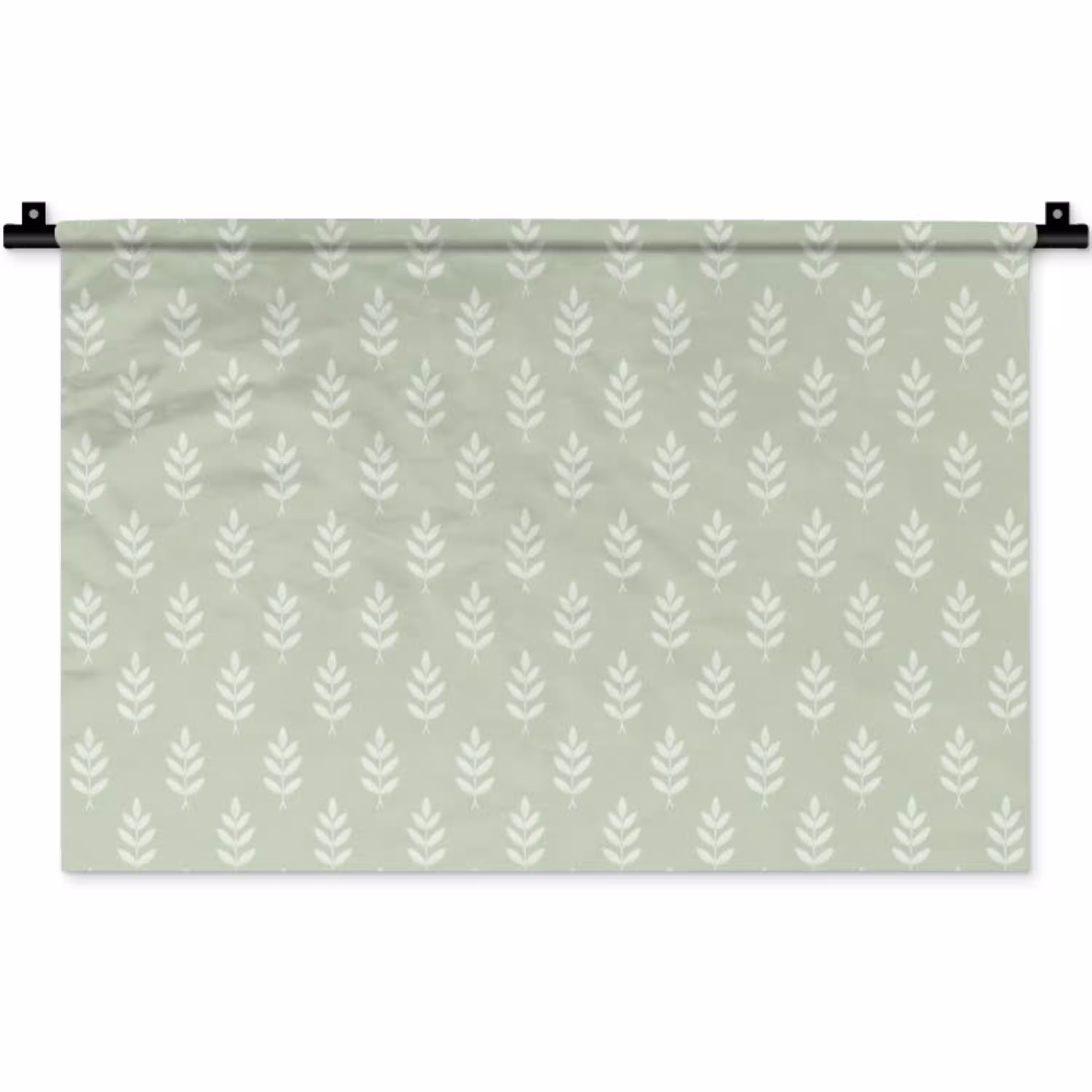 Saliegroen - Botanisch - Takjes - Minimalistisch - Patroon Wandkleed katoen klein 269 -zz3d