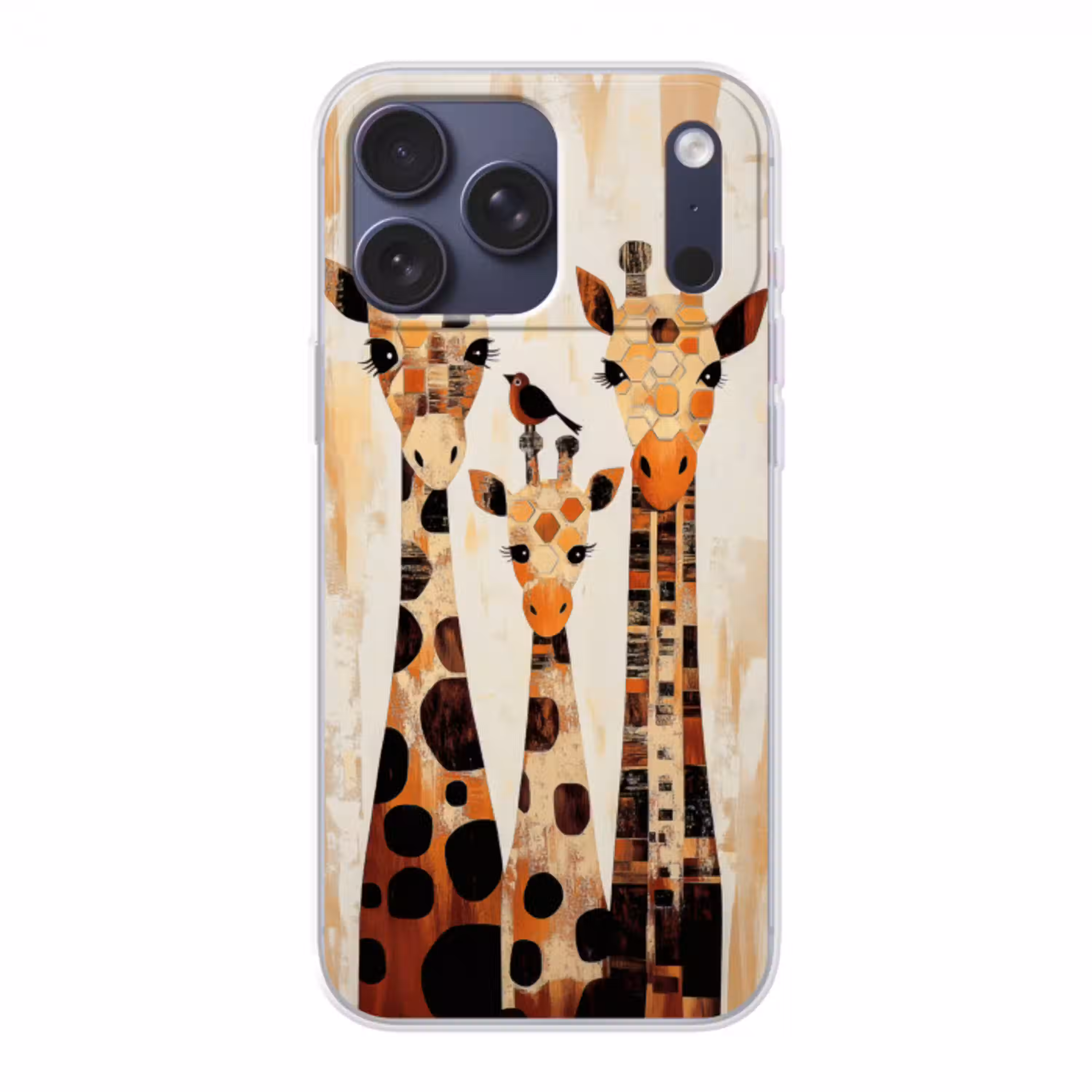 Giraffen - Cartoon - Crème Telefoonhoesje iPhone 17 Pro Max klein -3d