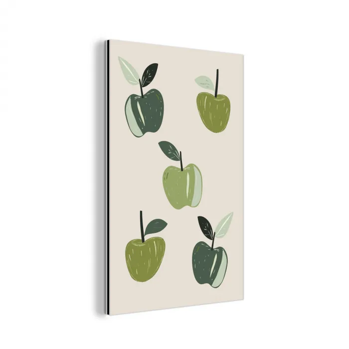 Appels - Groen - Illustratie - Bladeren aluminium wit klein -3d
