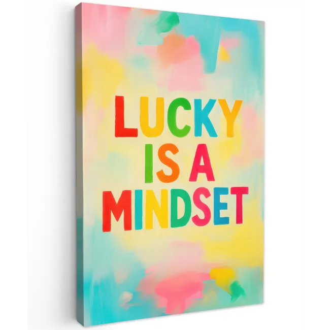 Quote - Lucky - Regenboogkleuren canvas 2cm klein -z3d