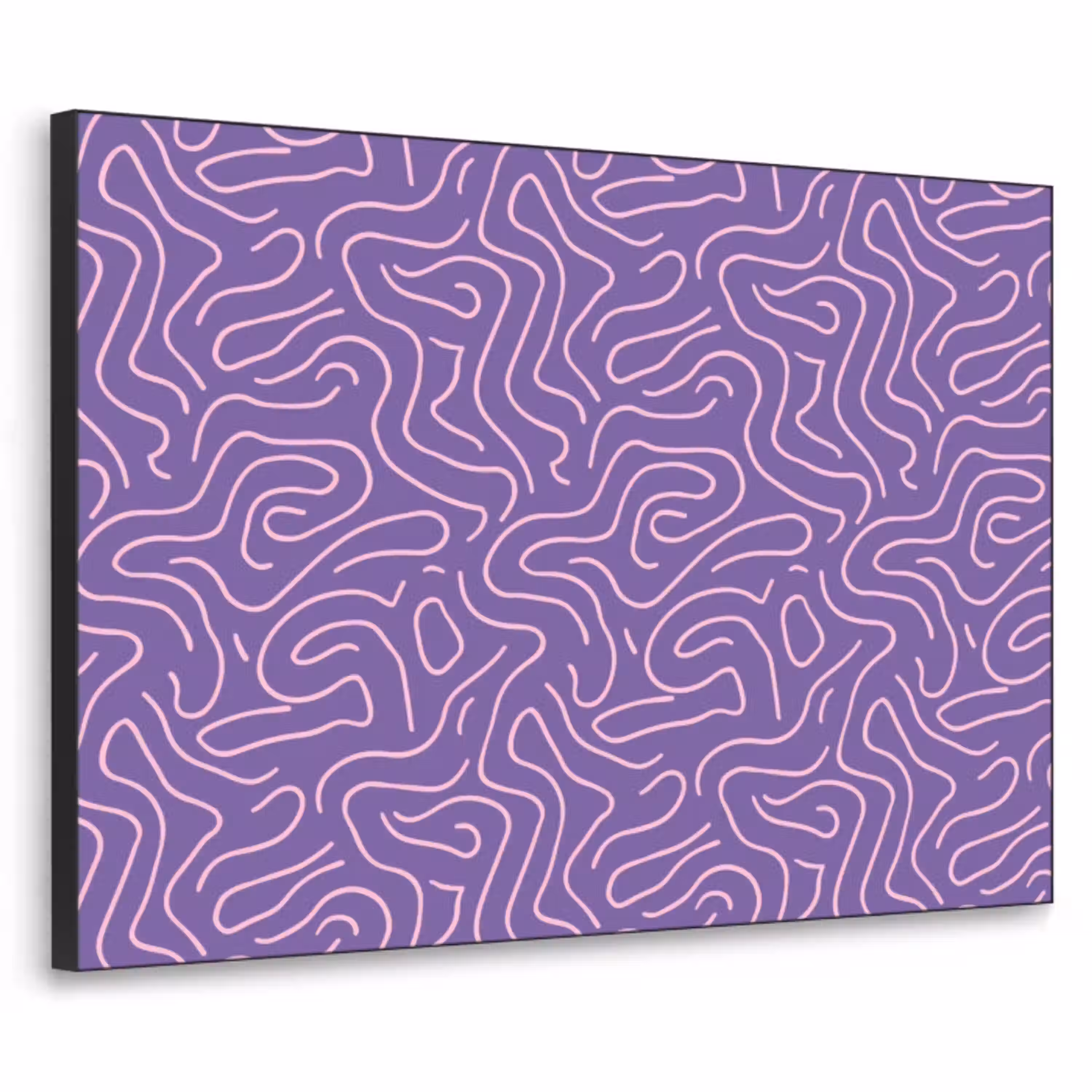 Paars - Roze - Abstract - Lijnen - Doolhof - Patroon Textielframe zwart klein 947 -3d