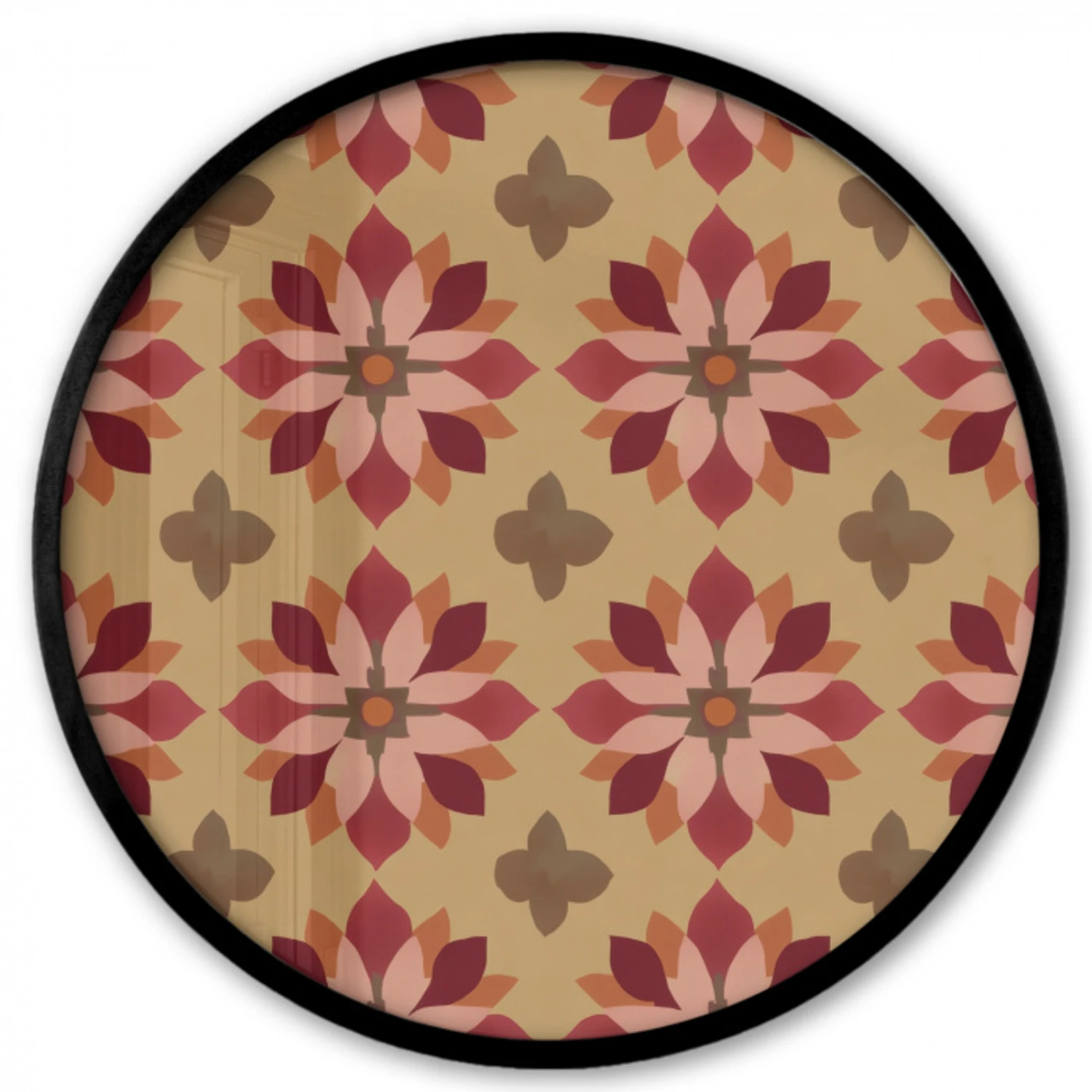 Bloemen - Retro - Groen Fotolijst rond zonder passe partout klein 856 -3d