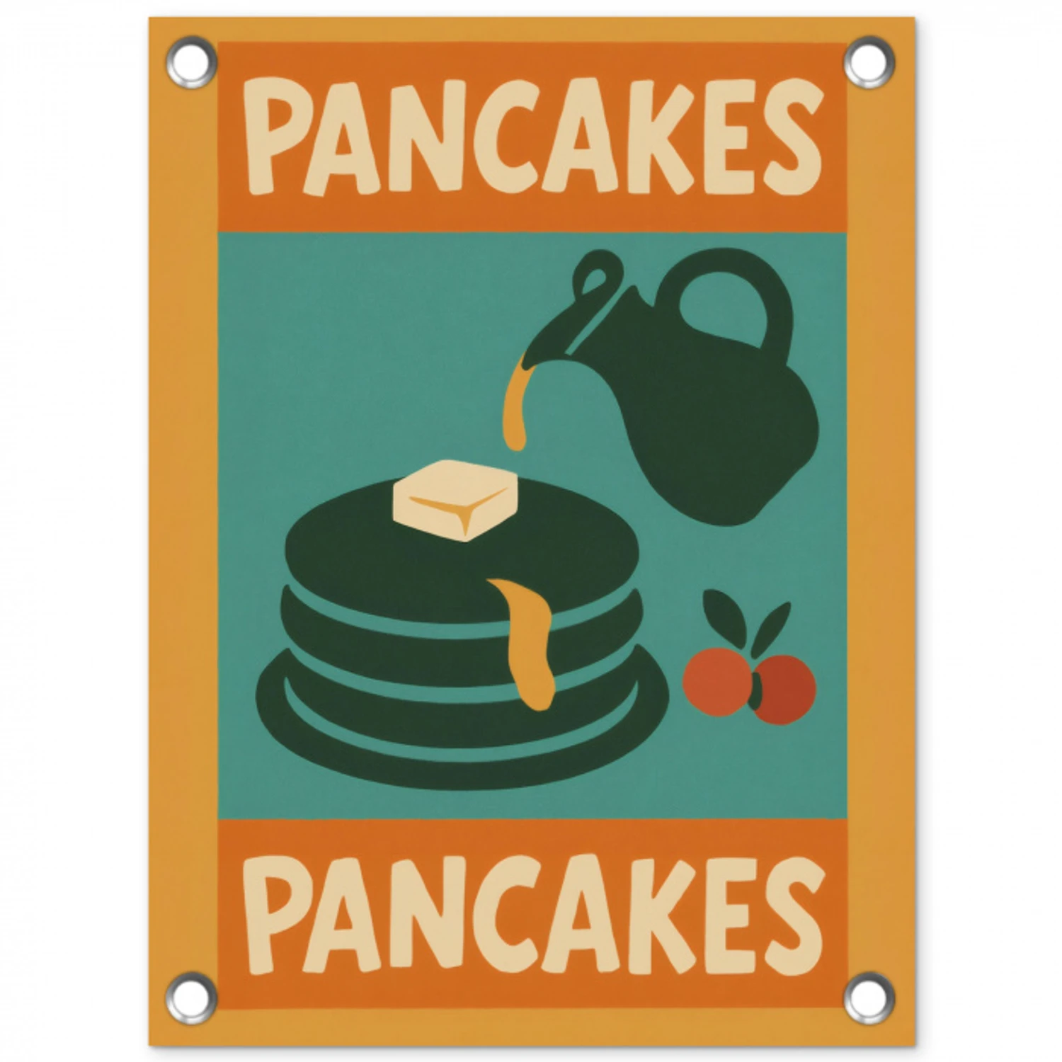 Pannenkoeken - Siroop - Illustratie - Oranje tuinposter los doek klein -3d