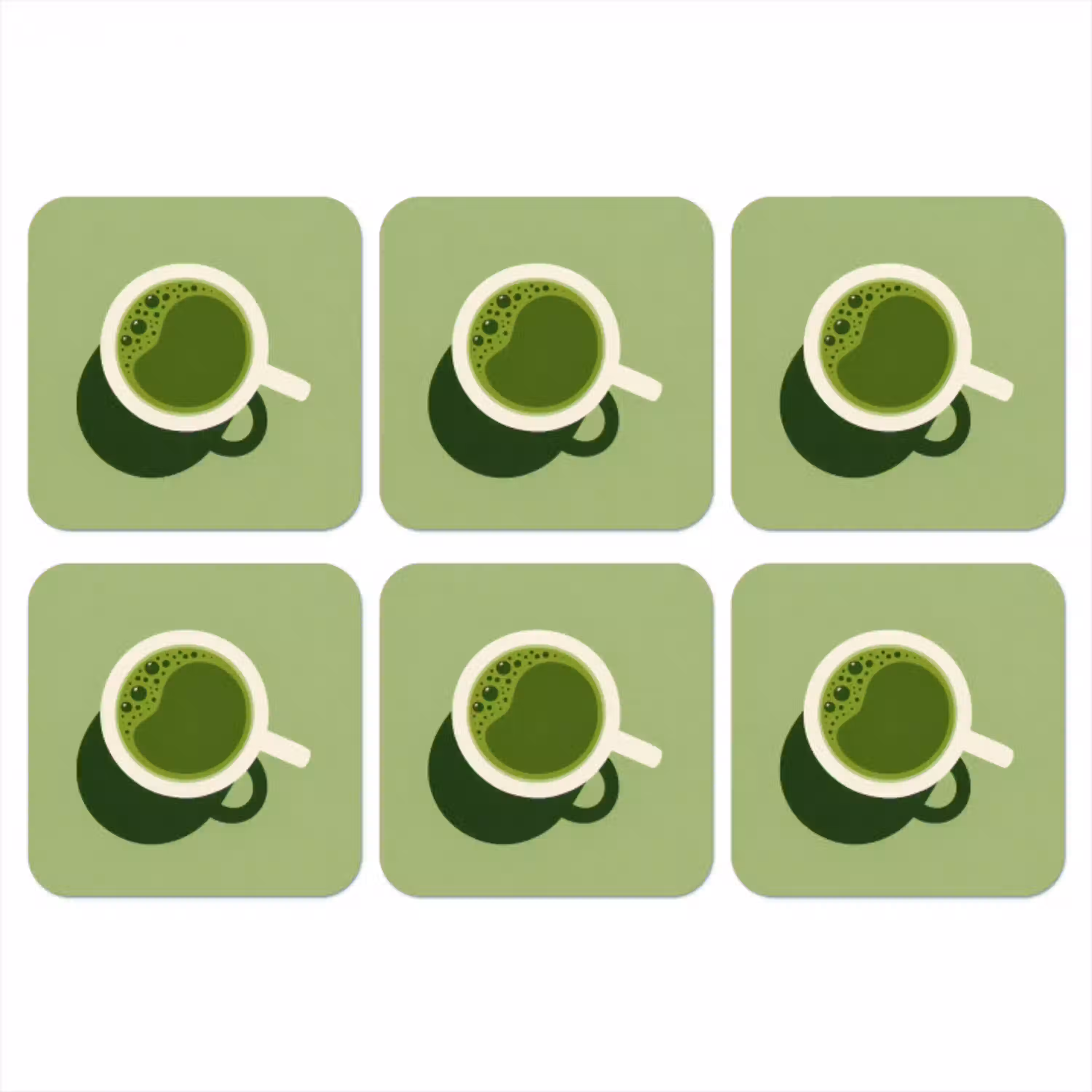 Minimalistisch - Kopjes - Matcha -Groen onderzetter kurk middel -3d