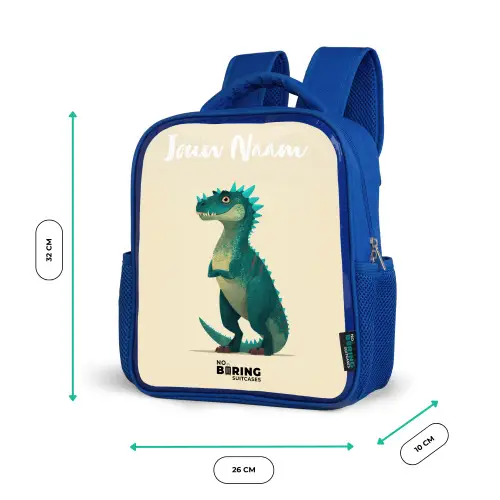 Dino - Dier - Blauw - Groen Kinderrugzak - Blauw middel -productfoto_formaten