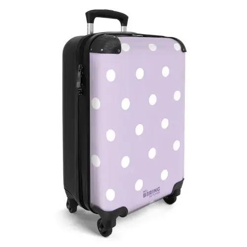 Lichtpaarse achtergrond met witte stippen NBS - Handbagage koffer - Kinderen Unisex middel -productfoto_3d