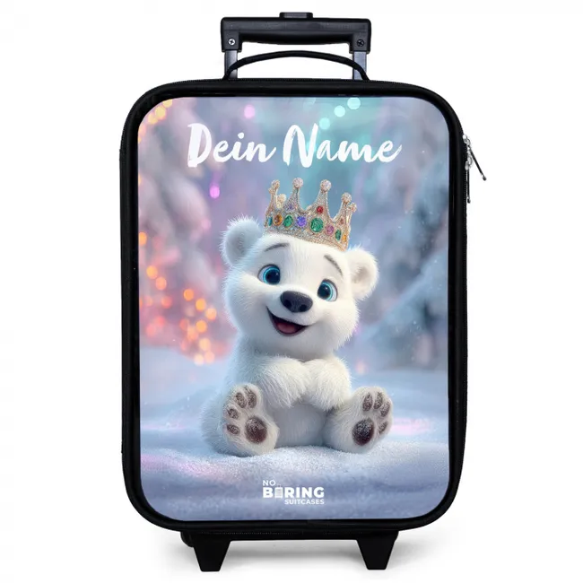 Kinderkoffer mit Name - Eisbär - Krone - Winter