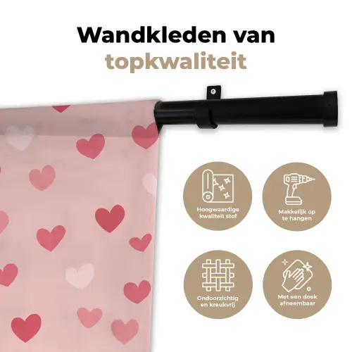 Hartjes - Patroon - Roze - Eenvoudig Wandkleed katoen klein -sfeer2