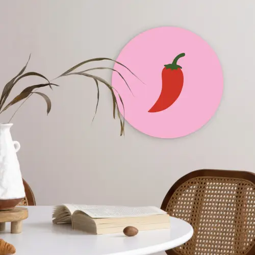 Peper - Rood - Illustratie Wandcirkel kunststof plaat 5mm dik klein -sfeer4