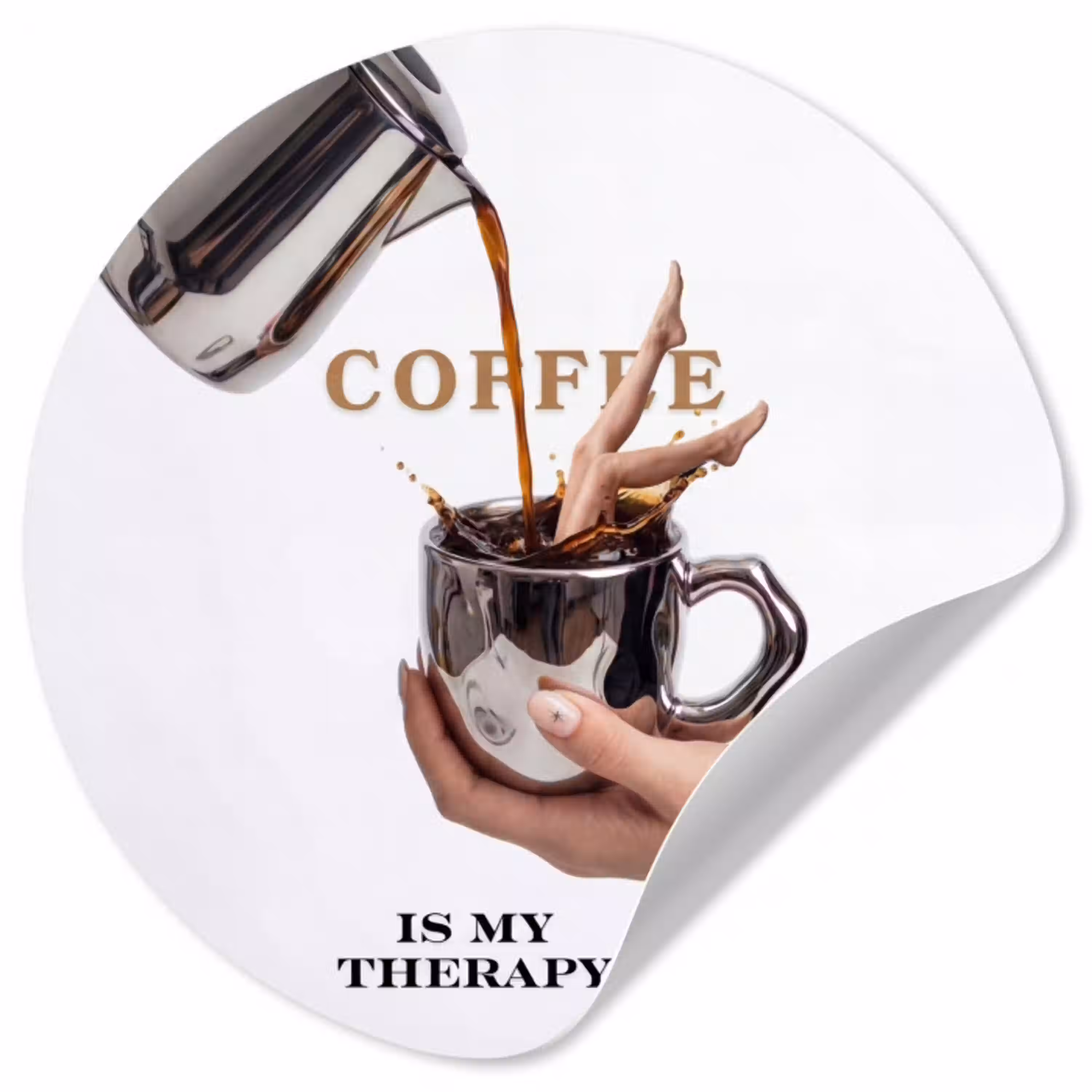 Koffie - Mok - Kan - Therapie Wandcirkel behangsticker klein -3d