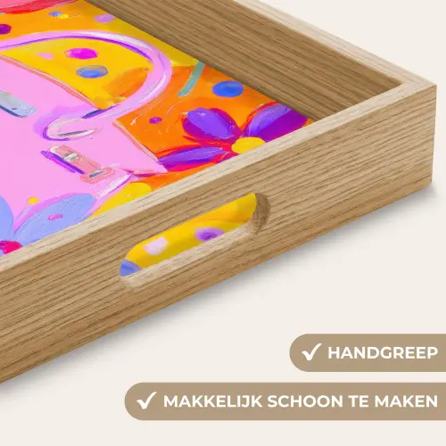 Tas - Roze - Bloemen Dienblad Rechthoek middel -USP_HandgreepNL