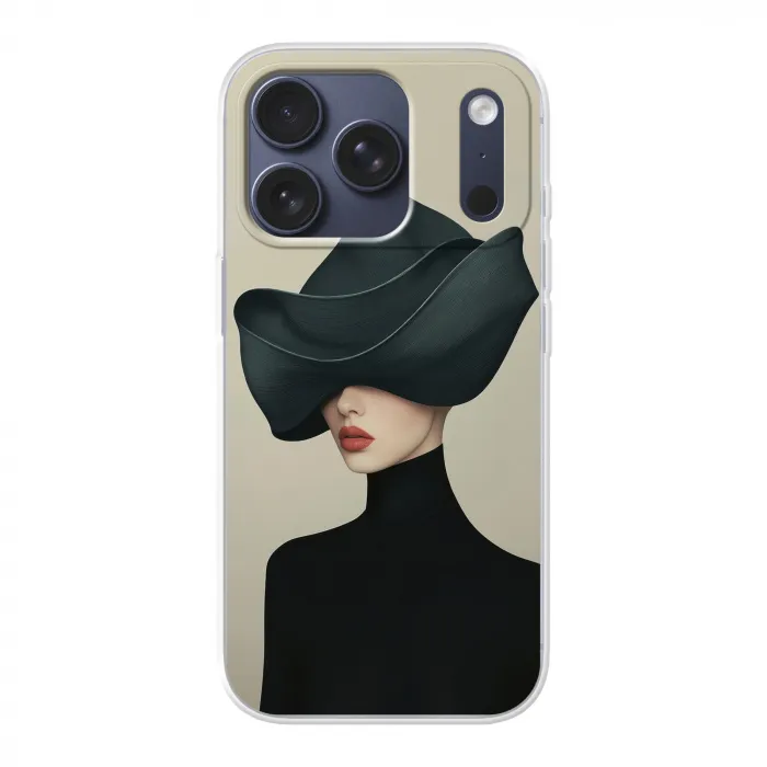 Vrouw - Groen - Hoed Telefoonhoesje iPhone 17 Pro klein -3d