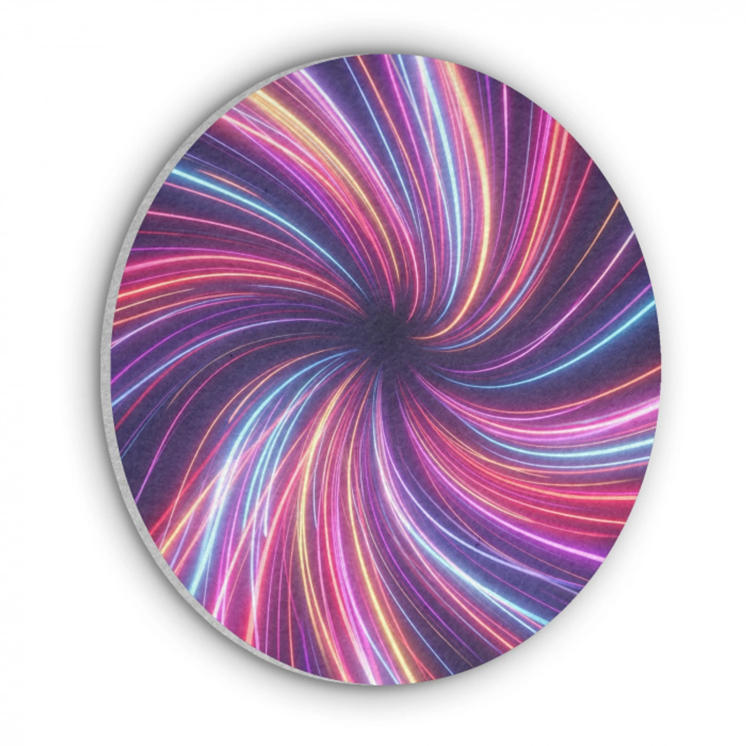Abstract - Swirl - Futuristic - Neon Akoestische PET Vilt - Rond klein -3d