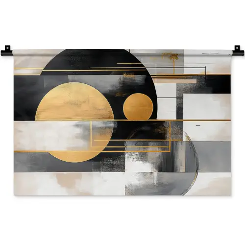Abstract - Goud - Zilver - Vormen - Aesthetic - Modern Wandkleed katoen klein -zz3d