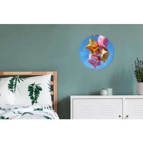Ballonnen - Goud - Stervorm - Roze Wandcirkel aluminium klein -slaapkamer