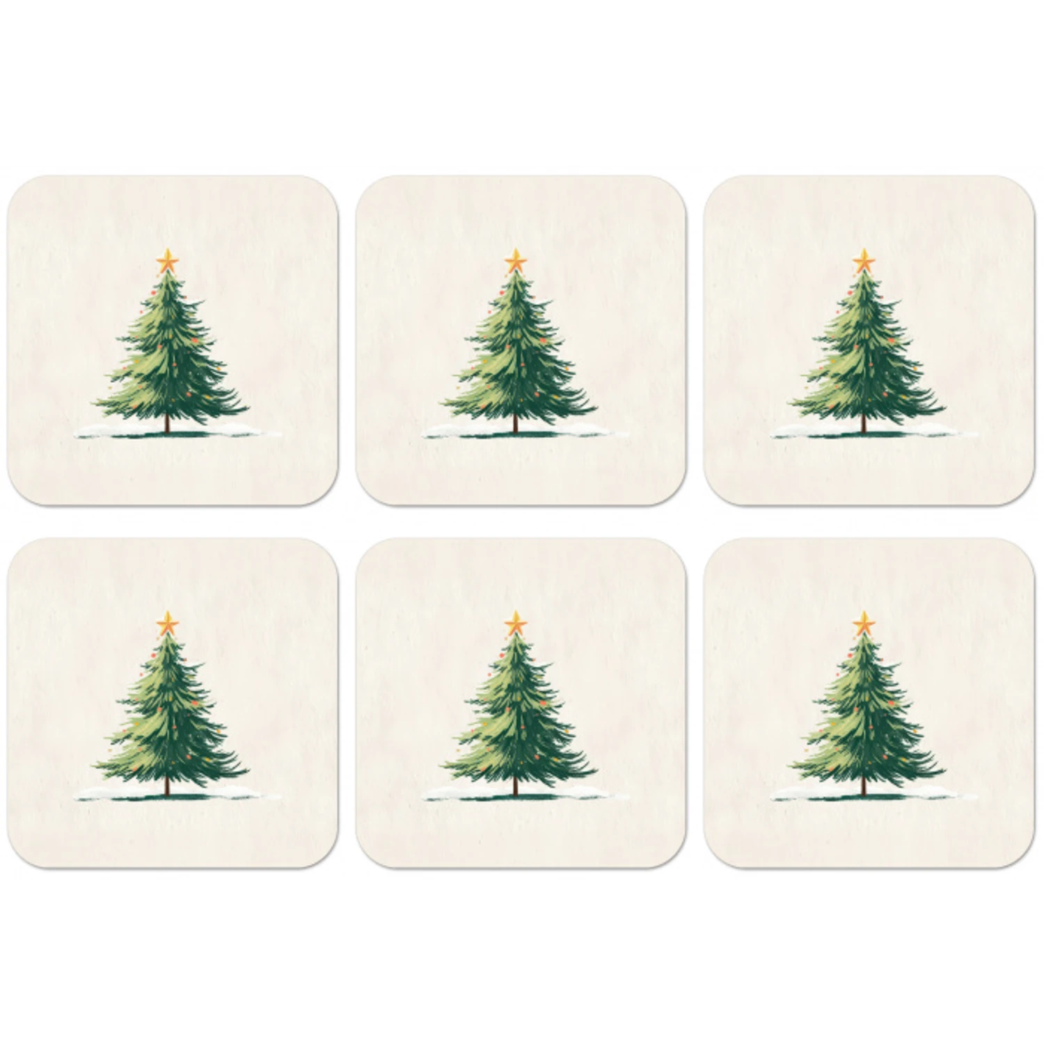 Kerstboom - Illustratie - Ster - Sneeuw onderzetter kurk middel -zkaufland3dotto