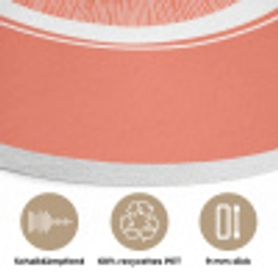 Watermeloen - Lijnen - Koraalrood Akoestische PET Vilt - Rond klein -closeup_DE