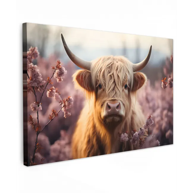 Schotse hooglander - Lente - Hooglanden canvas 2cm klein -z3d