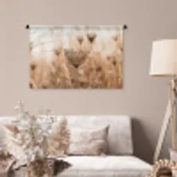 Schermbloem - Droogbloem - Winter - Beige - Minimalistisch Wandkleed katoen middel -sfeer4