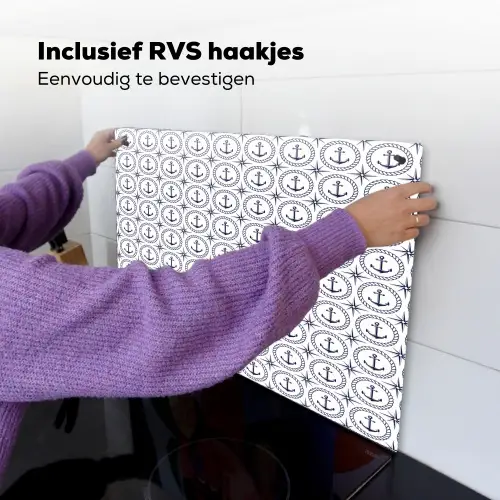 Anker - Haven - Blauw - Wit Inductie beschemer met haakjes klein 777 -ky-ophangen-nl