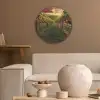 Wijngaard - Druiven - Zonsondergang Akoestische PET Vilt - Rond klein -sfeer1