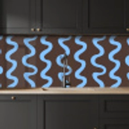 Kronkelende lijnen - Blauw - Bruin - Minimalistisch keuken achterwand 2 middel 871 -sfeer1