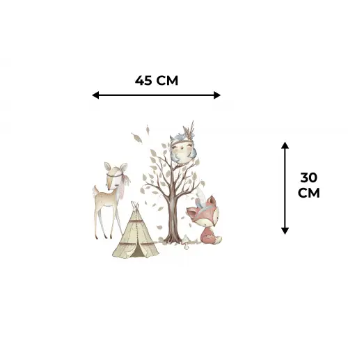 Wilde dieren - Bos - Illustratie Placemat vinyl groot -specs